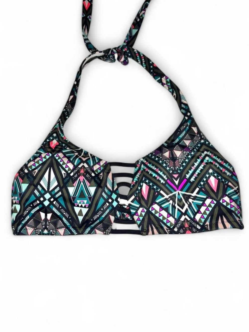 Victoria’s Secret PINK Bikini Top Caged Halter Aztec Multicolor